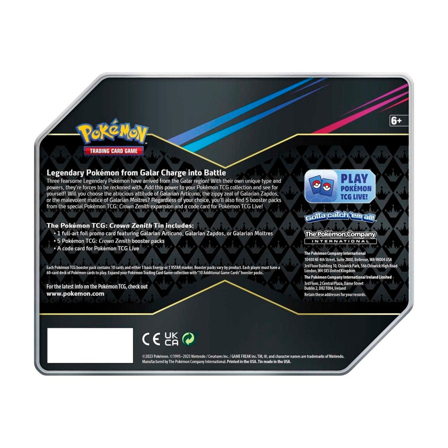 Pokemon: Crown Zenith Collection Tin [Galarian Articuno]
