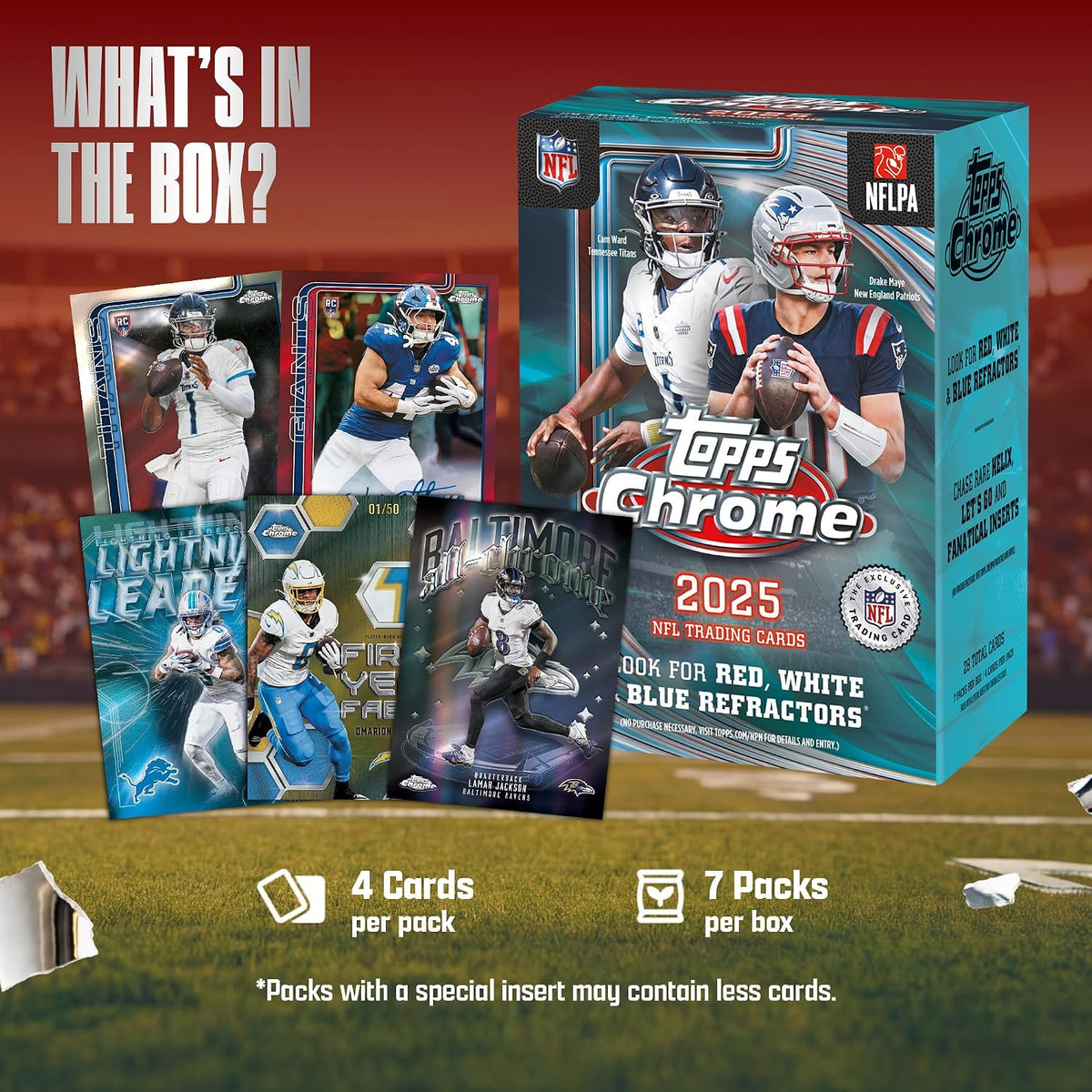2025 Topps Chrome NFL Football - Factory Sealed - Value Box