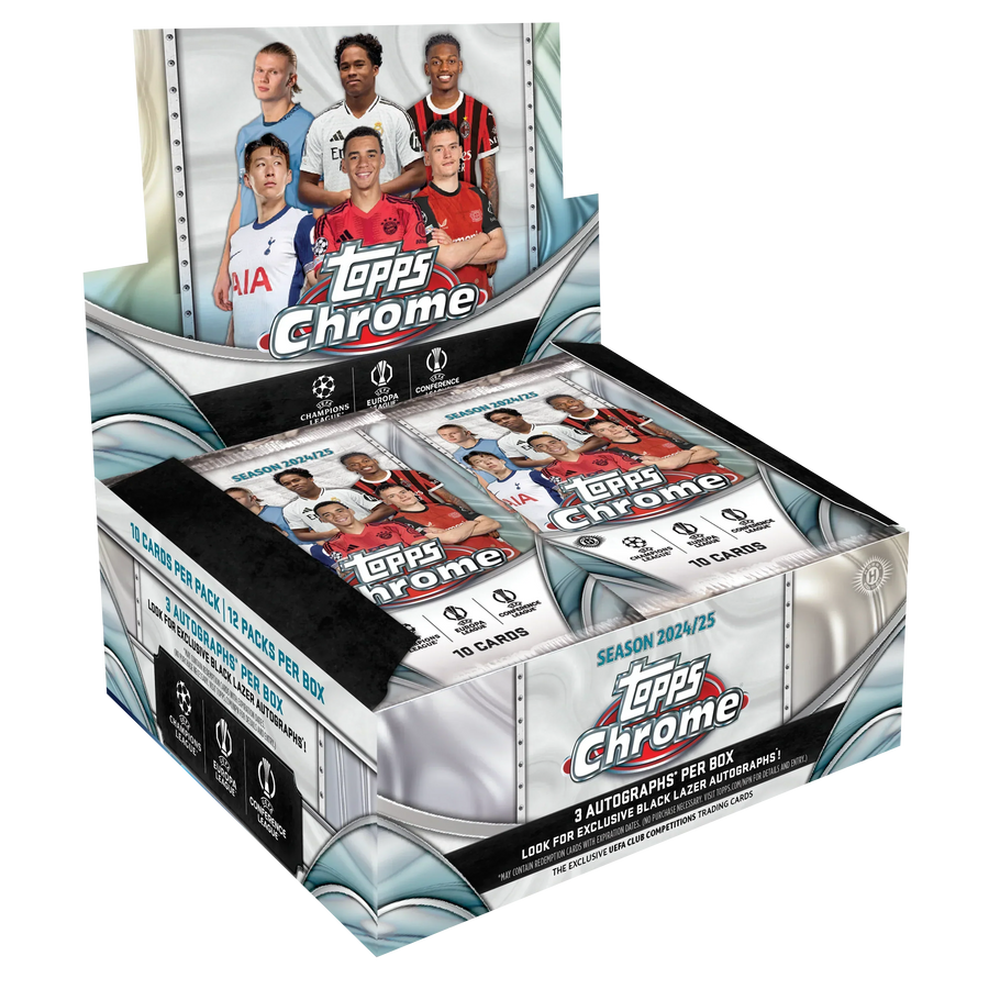 2024-25 Topps UEFA Club Competitions Chrome Soccer Jumbo 8 Box Case